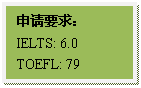 文本框: 申请要求：IELTS: 6.0TOEFL: 79